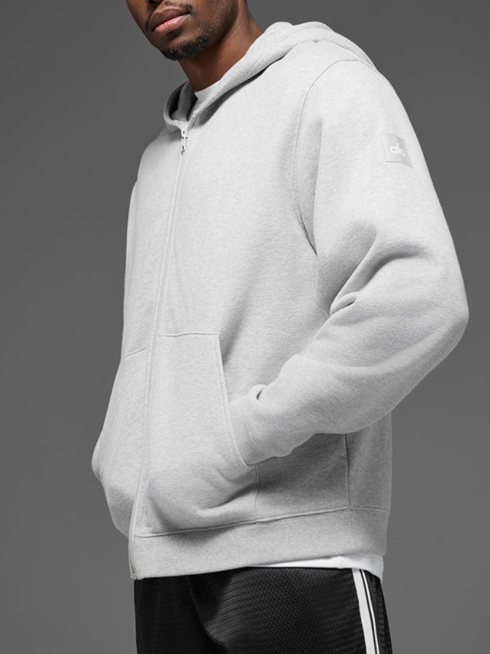 Alo YogaRenown Heavy Weight Full Zip Hoodie - Athletic Heather Grey size S
